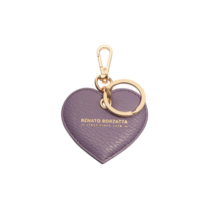 RB1082GY | Portachiavi Heart Charm Made in Italy in Vera Pelle grana Dollaro. Colore Viola