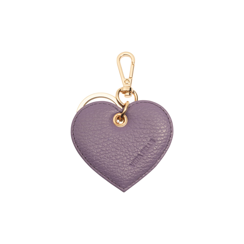RB1082GY | Portachiavi Heart Charm Made in Italy in Vera Pelle grana Dollaro. Colore Viola