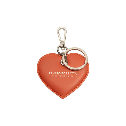 RB1082SAM | Portachiavi Heart Charm Made in Italy in in Vera Pelle Liscia Opaca. Colore Paprika
