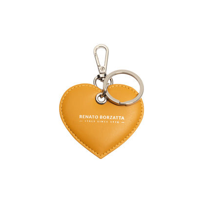 RB1082SAR | Portachiavi Heart Charm Made in Italy in in Vera Pelle Liscia Opaca. Colore Senape