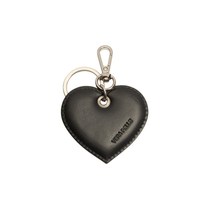 RB1082SA | Portachiavi Heart Charm Made in Italy in in Vera Pelle Liscia Opaca. Colore Nero