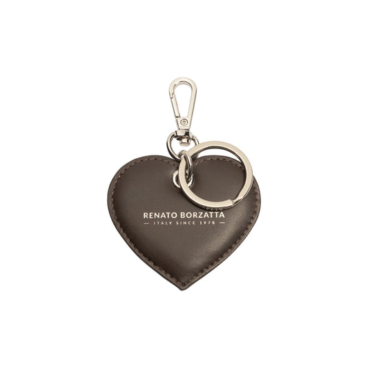 RB1082SB | Portachiavi Heart Charm Made in Italy in in Vera Pelle Liscia Opaca. Colore Testa Moro
