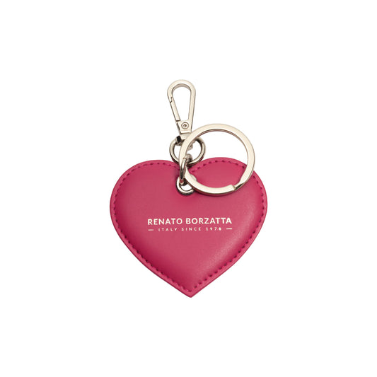 RB1082SBE | Portachiavi Heart Charm Made in Italy in in Vera Pelle Liscia Opaca. Colore Fuxia