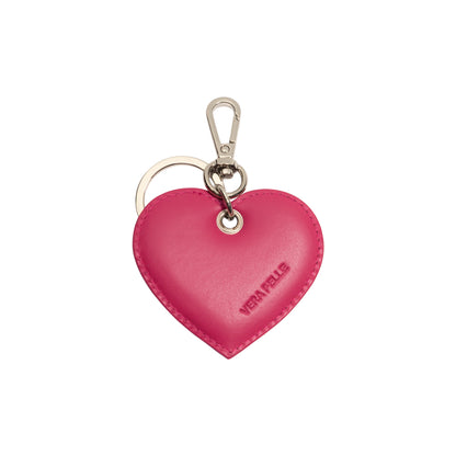 RB1082SBE | Portachiavi Heart Charm Made in Italy in in Vera Pelle Liscia Opaca. Colore Fuxia