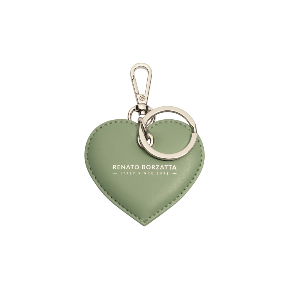 RB1082SBF | Portachiavi Heart Charm Made in Italy in in Vera Pelle Liscia Opaca. Colore Menta