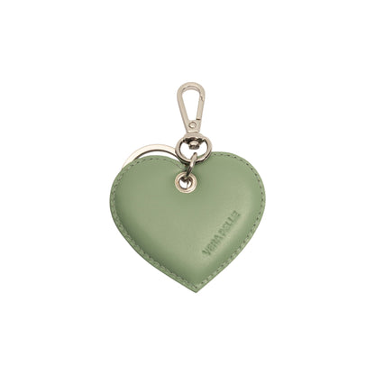 RB1082SBF | Portachiavi Heart Charm Made in Italy in in Vera Pelle Liscia Opaca. Colore Menta