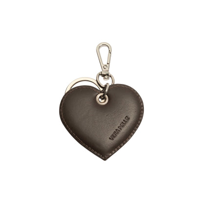 RB1082SB | Portachiavi Heart Charm Made in Italy in in Vera Pelle Liscia Opaca. Colore Testa Moro