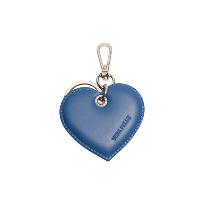 RB1082SCH | Portachiavi Heart Charm Made in Italy in in Vera Pelle Liscia Opaca. Colore Blu Royal