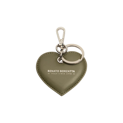 RB1082SE | Portachiavi Heart Charm Made in Italy in in Vera Pelle Liscia Opaca. Colore Verde