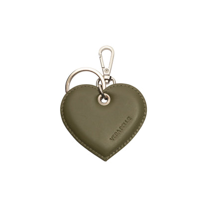 RB1082SE | Portachiavi Heart Charm Made in Italy in in Vera Pelle Liscia Opaca. Colore Verde