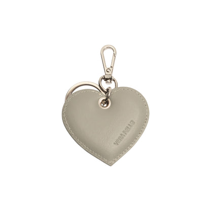 RB1082SF | Portachiavi Heart Charm Made in Italy in in Vera Pelle Liscia Opaca. Colore Grigio
