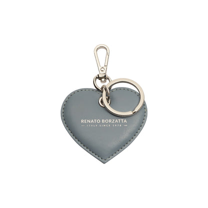 RB1082SP | Portachiavi Heart Charm Made in Italy in in Vera Pelle Liscia Opaca. Colore Avio