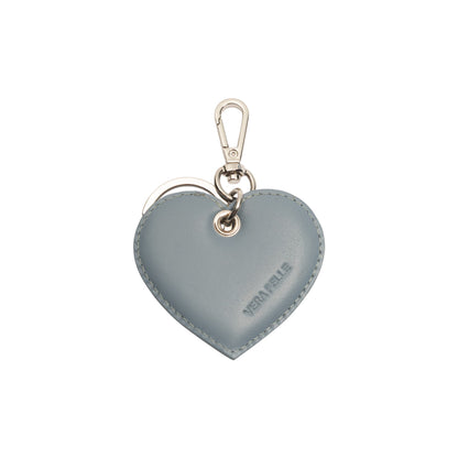 RB1082SP | Portachiavi Heart Charm Made in Italy in in Vera Pelle Liscia Opaca. Colore Avio