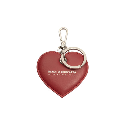 RB1082SV | Portachiavi Heart Charm Made in Italy in in Vera Pelle Liscia Opaca. Colore Rosso