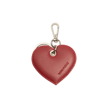 RB1082SV | Portachiavi Heart Charm Made in Italy in in Vera Pelle Liscia Opaca. Colore Rosso