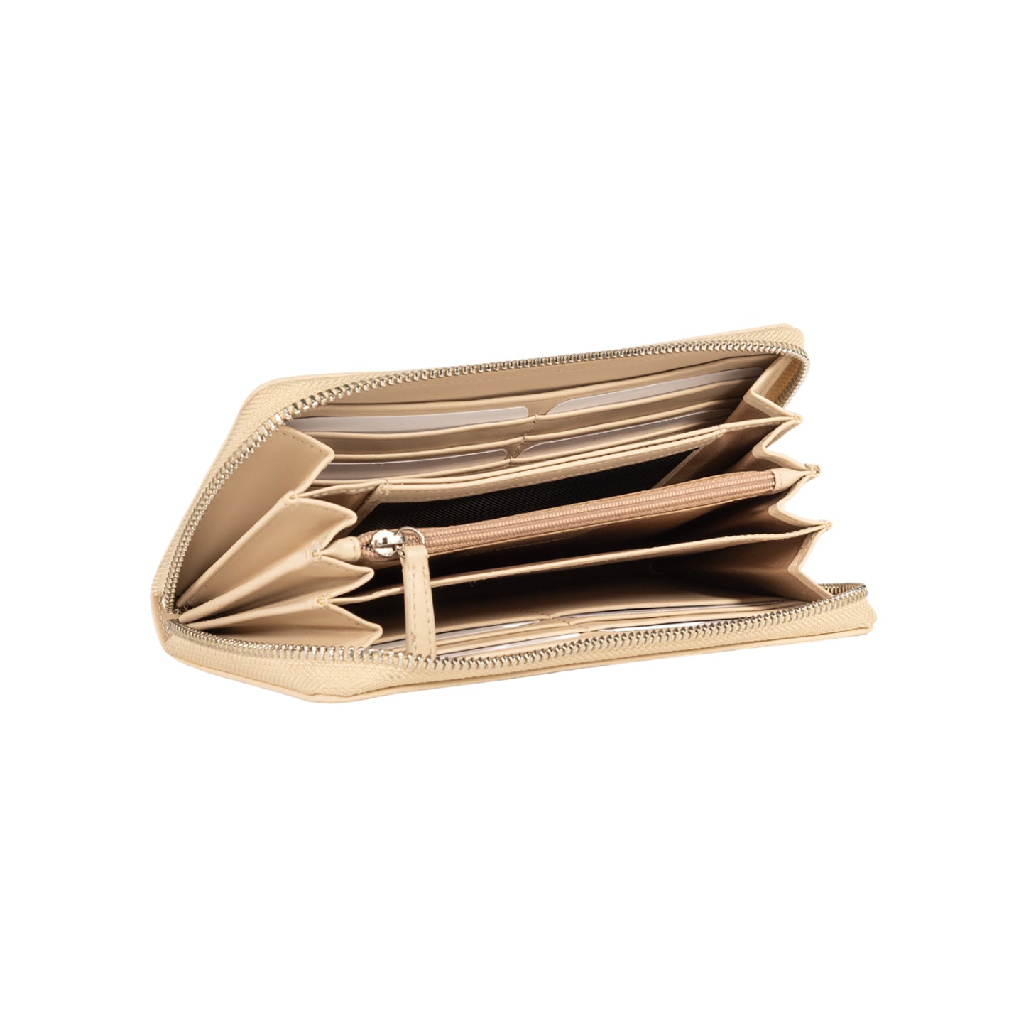 RB1084SAL | Portafogli Donna con chiusura lampo Made in Italy in Vera Pelle Liscia Opaca. Colore Beige. Dimensioni: cm 20 x 10 x 2,5