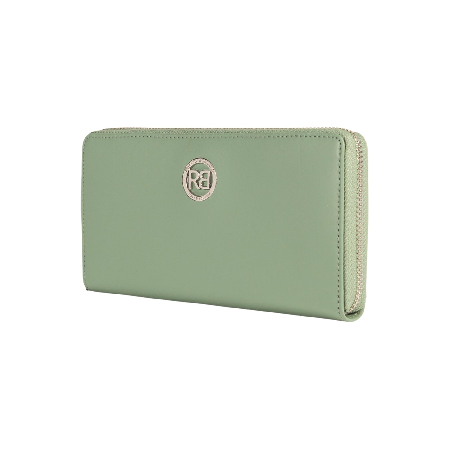 RB1084SBF | Portafogli Donna con chiusura lampo Made in Italy in Vera Pelle Liscia Opaca. Colore Menta. Dimensioni: cm 20 x 10 x 2,5