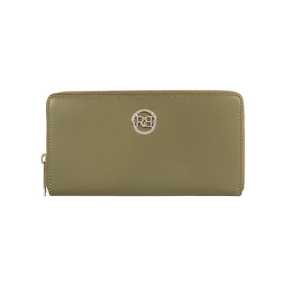 RB1084SE | Portafogli Donna con chiusura lampo Made in Italy in Vera Pelle Liscia Opaca. Colore Verde. Dimensioni: cm 20 x 10 x 2,5