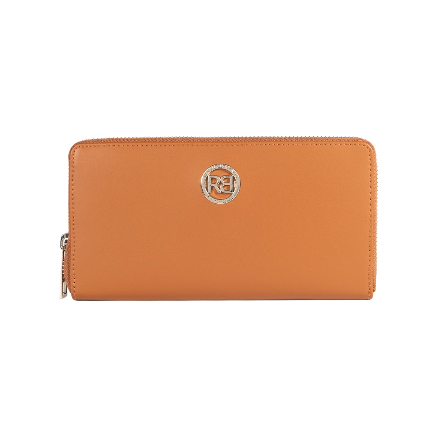 RB1084SS | Portafogli Donna con chiusura lampo Made in Italy in Vera Pelle Liscia Opaca. Colore Cognac. Dimensioni: cm 20 x 10 x 2,5