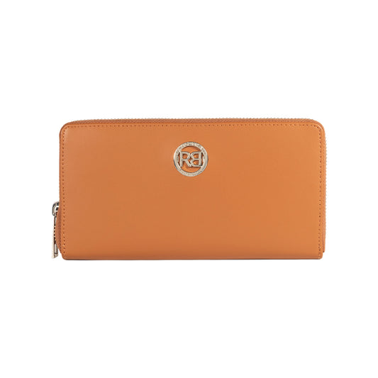 RB1084SS | Portafogli Donna con chiusura lampo Made in Italy in Vera Pelle Liscia Opaca. Colore Cognac. Dimensioni: cm 20 x 10 x 2,5