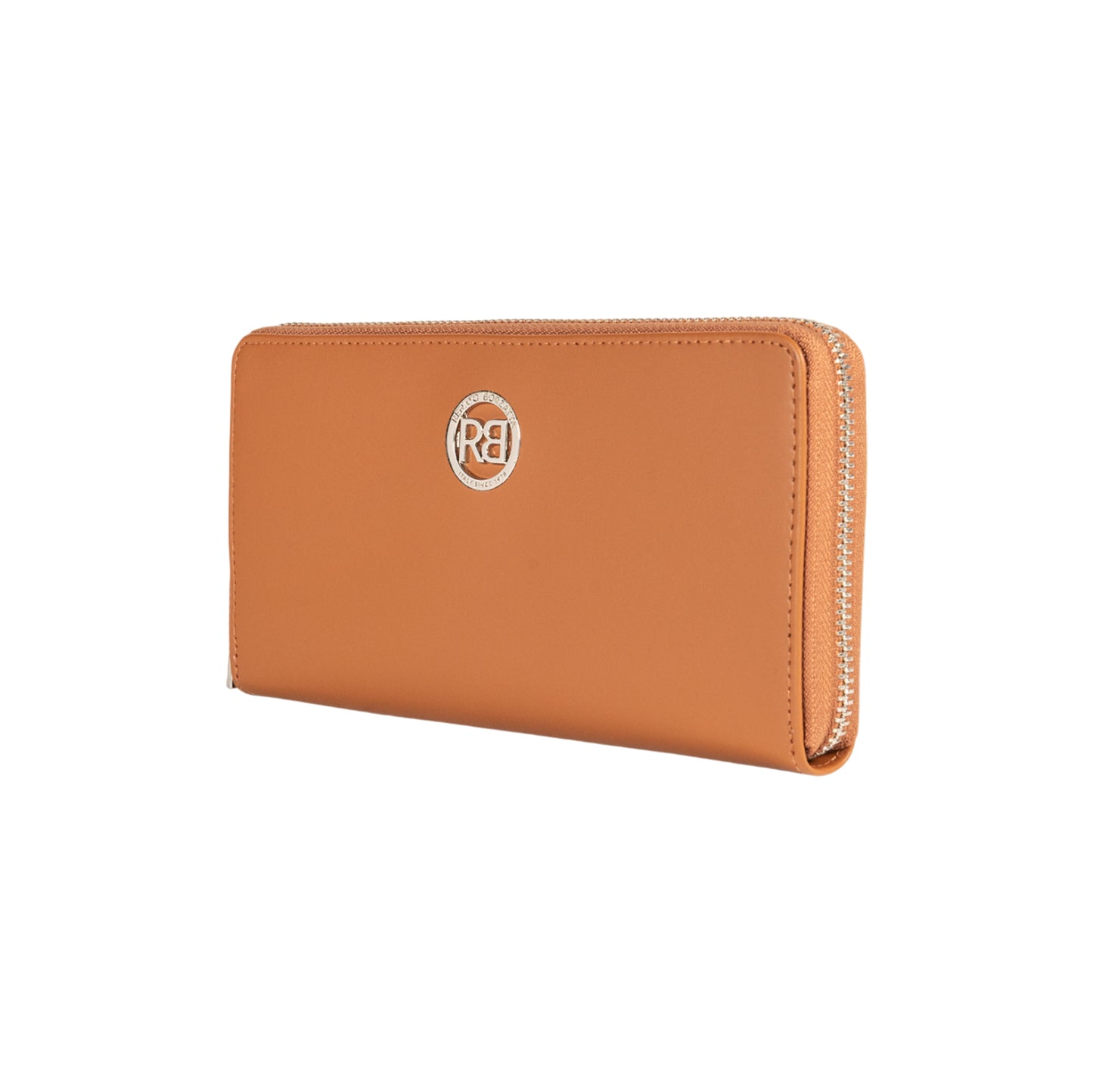 RB1084SS | Portafogli Donna con chiusura lampo Made in Italy in Vera Pelle Liscia Opaca. Colore Cognac. Dimensioni: cm 20 x 10 x 2,5