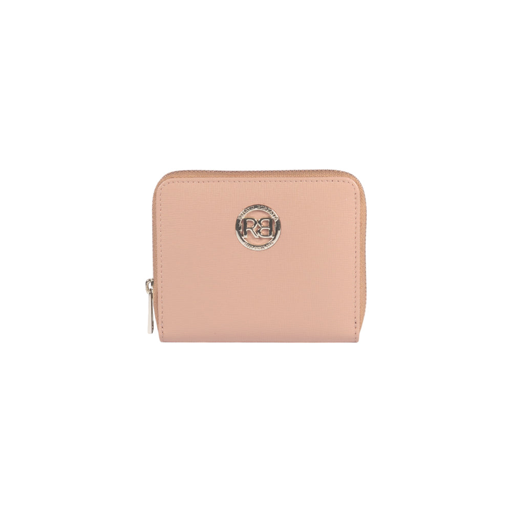 RB1086AU | Portafogli Donna con Chiusura Lampo Made in Italy in Vera Pelle Saffiano. Colore Cipria
