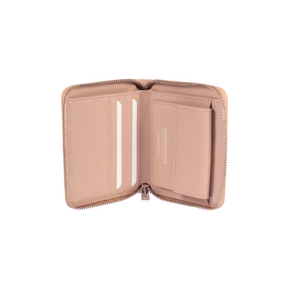 RB1086AU | Portafogli Donna con Chiusura Lampo Made in Italy in Vera Pelle Saffiano. Colore Cipria