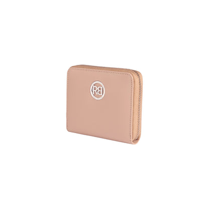 RB1086AU | Portafogli Donna con Chiusura Lampo Made in Italy in Vera Pelle Saffiano. Colore Cipria