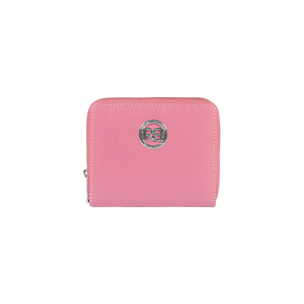 RB1086BS | Portafogli Donna con Chiusura Lampo Made in Italy in Vera Pelle Saffiano. Colore Peonia