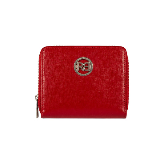 RB1086V | Portafogli Donna con Chiusura Lampo Made in Italy in Vera Pelle Saffiano. Accessori in metallo Argento Lucido. Colore Rosso. Dimensioni (da chiuso): cm 10 x 12 x 2