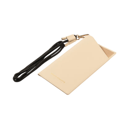RB1087AL | Porta Occhiali/Smartphone con Tracollina Made in Italy in Vera Pelle Liscia Opaca. Colore Beige