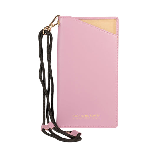 RB1087CI | Porta Occhiali/Smartphone con Tracollina Made in Italy in Vera Pelle Liscia Opaca. Colore Lilla