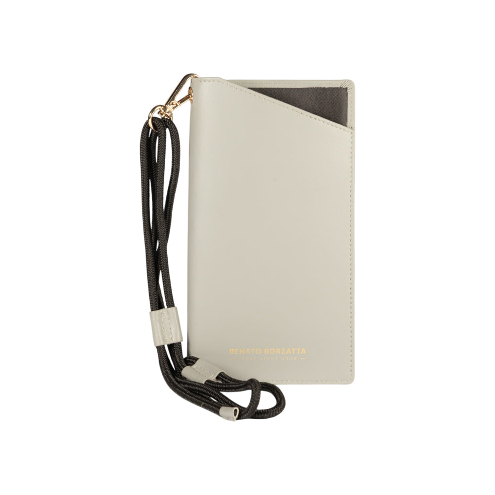 RB1087F | Porta Occhiali/Smartphone con Tracollina Made in Italy in Vera Pelle Liscia Opaca. Colore Grigio