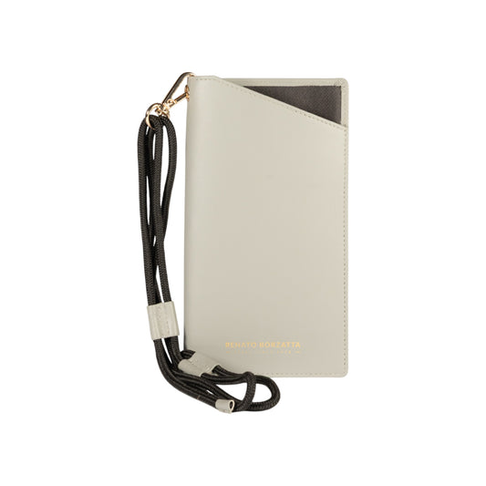 RB1087F | Porta Occhiali/Smartphone con Tracollina Made in Italy in Vera Pelle Liscia Opaca. Colore Grigio