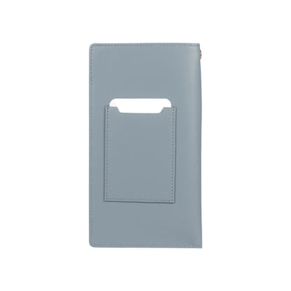 RB1087P | Porta Occhiali/Smartphone con Tracollina Made in Italy in Vera Pelle Liscia Opaca. Colore Avio