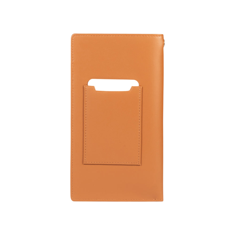 RB1087S | Porta Occhiali/Smartphone con Tracollina Made in Italy in Vera Pelle Liscia Opaca. Colore Cognac