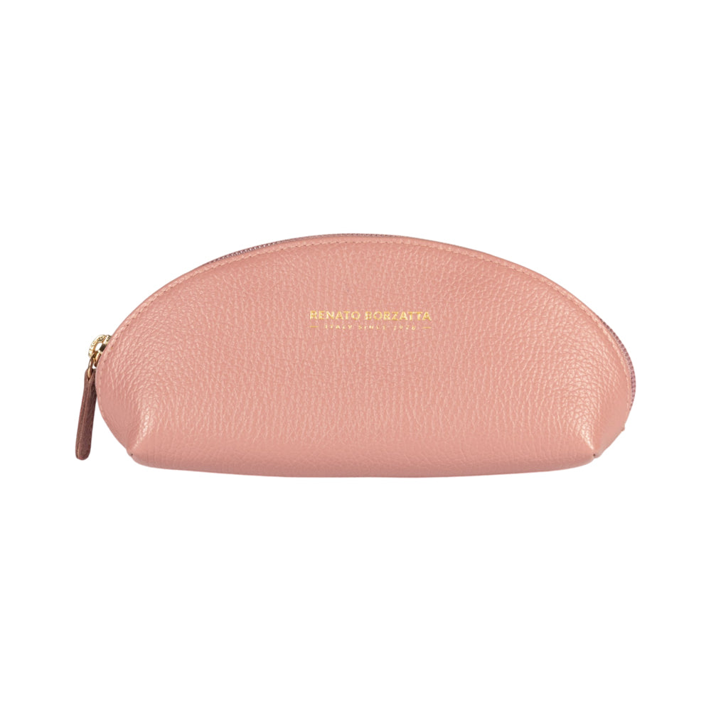 RB1088AZ | Astuccio/Pochette a Mezzaluna Made in Italy in Vera Pelle grana Dollaro. Colore Rosa Antico