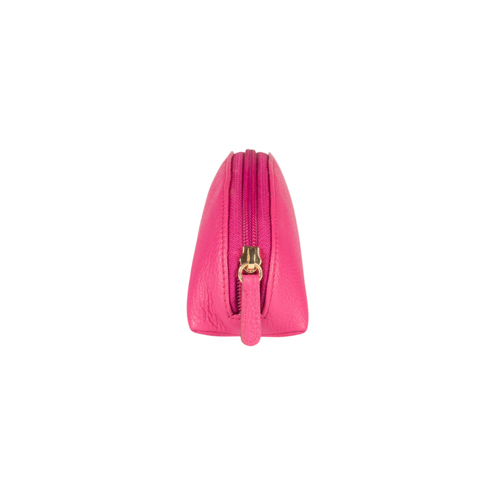RB1088BE | Astuccio/Pochette a Mezzaluna Made in Italy in Vera Pelle grana Dollaro. Colore Fuxia