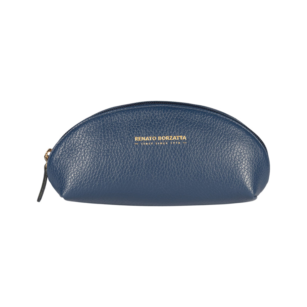 RB1088D | Astuccio/Pochette a Mezzaluna Made in Italy in Vera Pelle grana Dollaro. Colore Blu