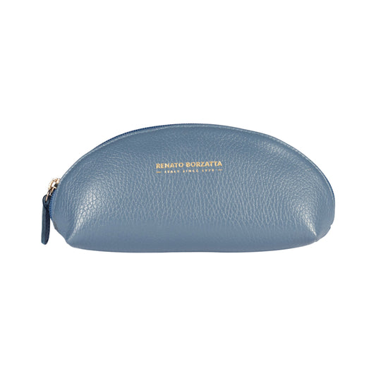 RB1088P | Astuccio/Pochette a Mezzaluna Made in Italy in Vera Pelle grana Dollaro. Colore Avio