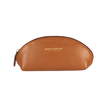 RB1088S | Astuccio/Pochette a Mezzaluna Made in Italy in Vera Pelle grana Dollaro. Colore Cognac