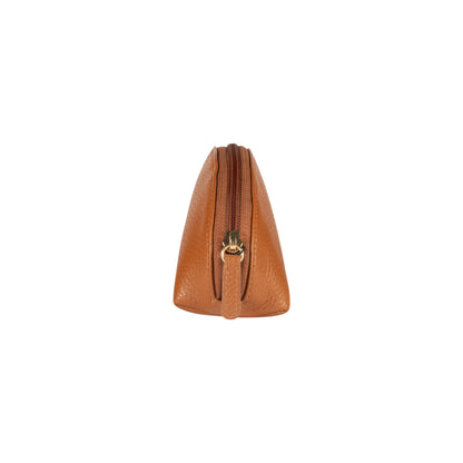 RB1088S | Astuccio/Pochette a Mezzaluna Made in Italy in Vera Pelle grana Dollaro. Colore Cognac