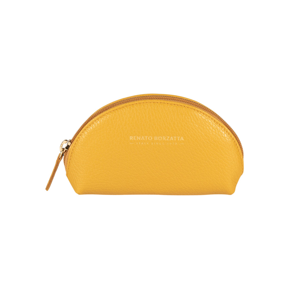 RB1089AR | Pochette a Mezzaluna Made in Italy in Vera Pelle grana Dollaro. Colore Senape