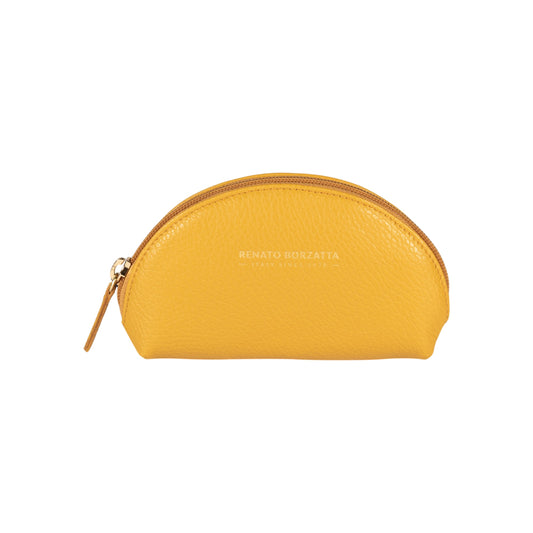 RB1089AR | Pochette a Mezzaluna Made in Italy in Vera Pelle grana Dollaro. Colore Senape