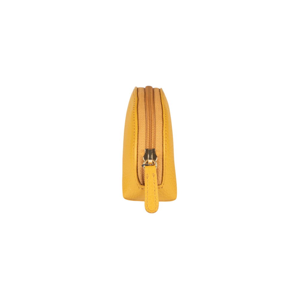 RB1089AR | Pochette a Mezzaluna Made in Italy in Vera Pelle grana Dollaro. Colore Senape