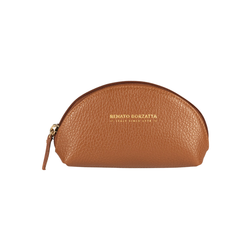 RB1089S | Pochette a Mezzaluna Made in Italy in Vera Pelle grana Dollaro. Colore Cognac