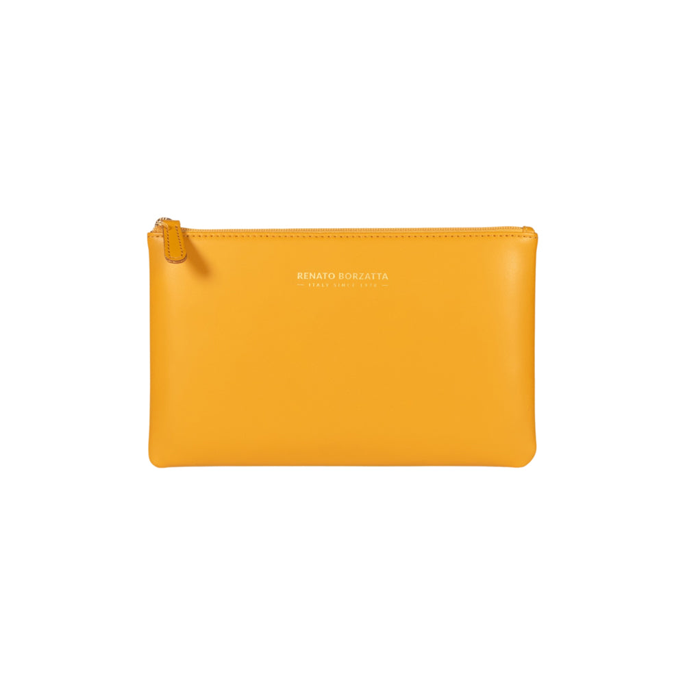 RB1090AR | Busta Necessaire Made in Italy in Vera Pelle Liscia Opaca. Colore Senape