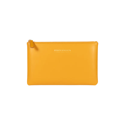 RB1090AR | Busta Necessaire Made in Italy in Vera Pelle Liscia Opaca. Colore Senape