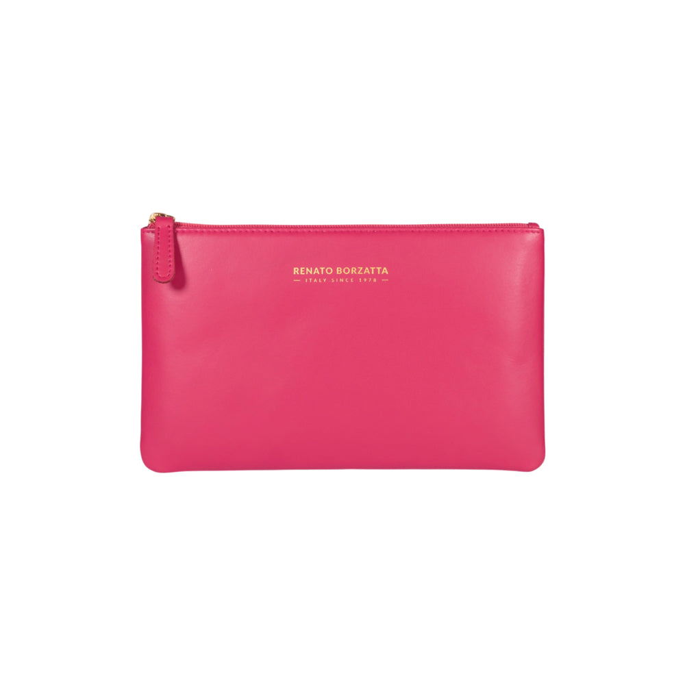 RB1090BE | Busta Necessaire Made in Italy in Vera Pelle Liscia Opaca. Colore Fuxia