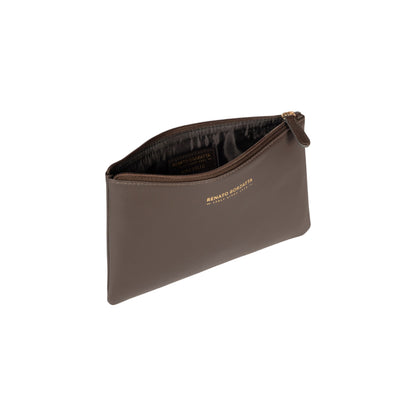 RB1090B | Busta Necessaire Made in Italy in Vera Pelle Liscia Opaca. Colore Testa Moro